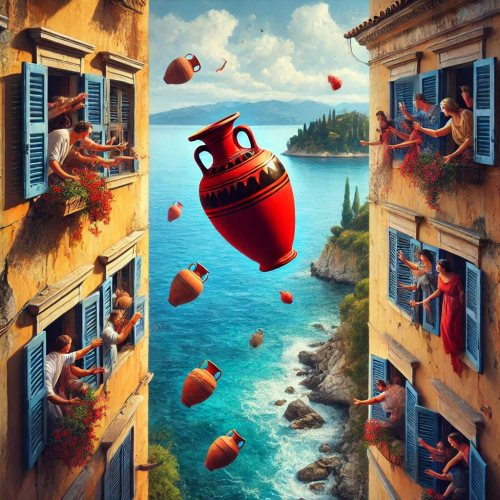 45 Corfu-tradition-of-throwing-red-vase-out-of-windows